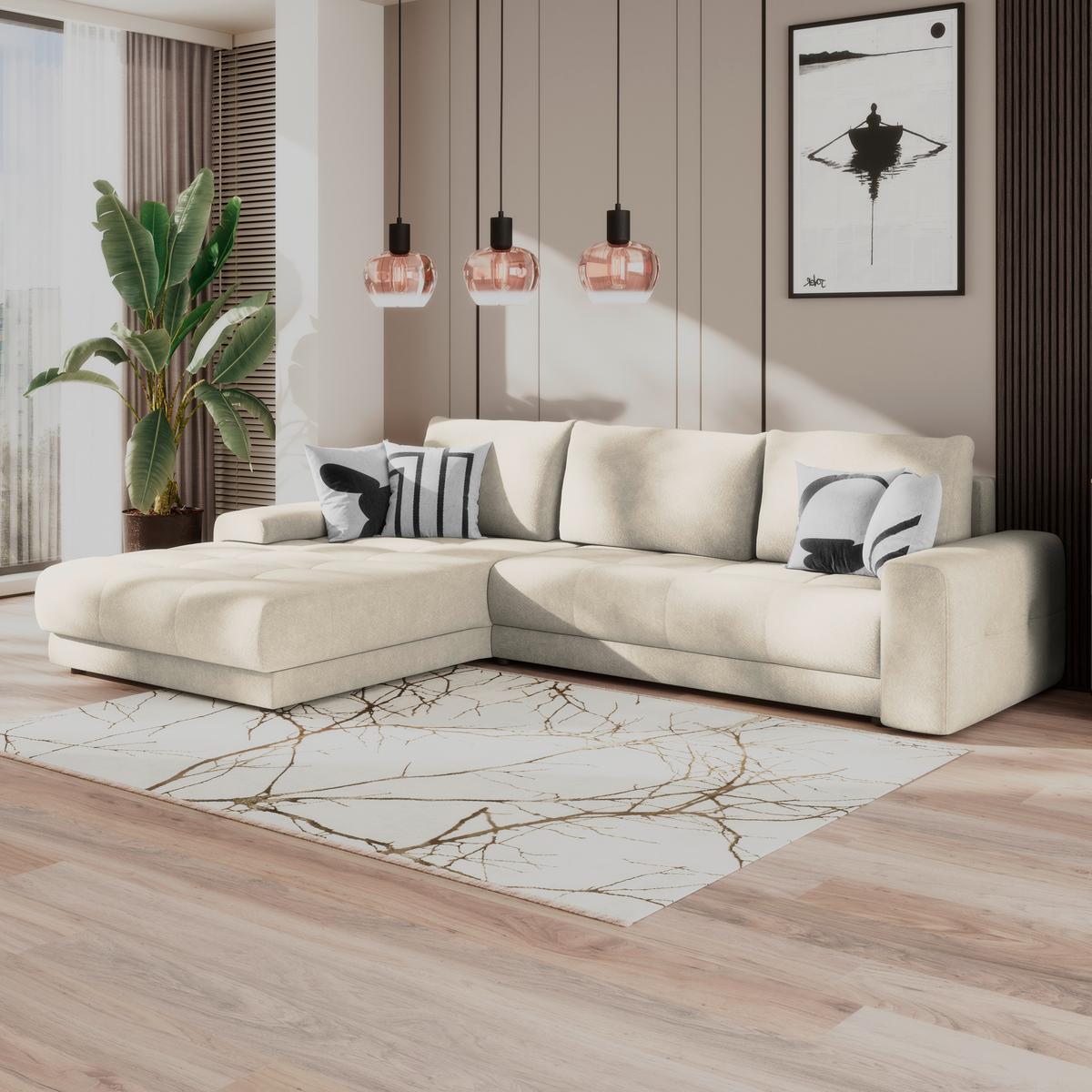 Ecksofa Adria Creme S: 213x308 cm - Creme, Trend, Textil (213/208cm) - Luca Bessoni