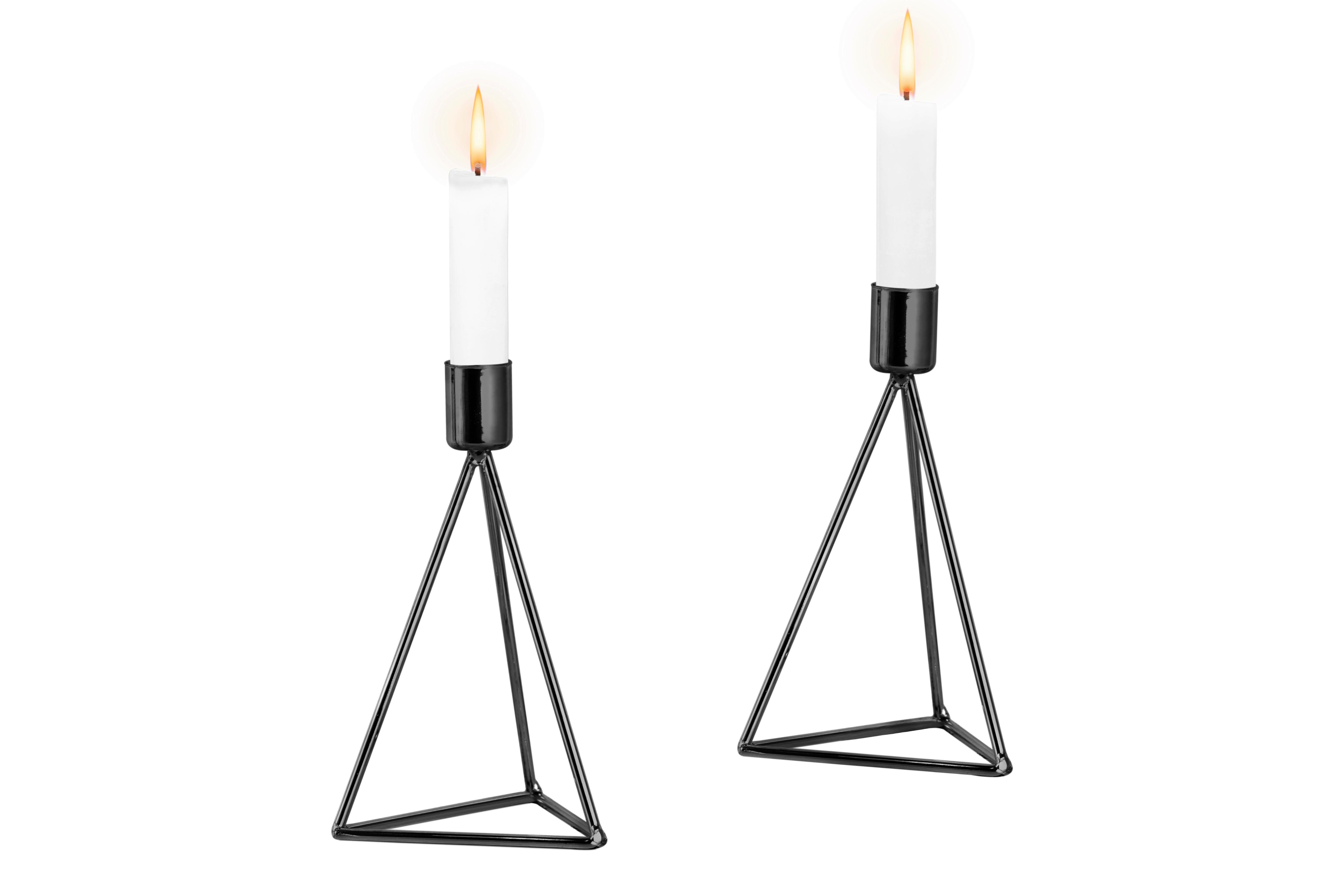 Kerzenständer-Set Eisen für Stabkerzen 2-teilig - Schwarz, Basics, Metall (9,5/16,5cm) - Echtwerk