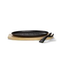 Servierpfanne 28x18 cm Kratzfest Mit Servierbrett - Schwarz/Braun, Basics, Holz/Metall (28/2/18cm) - Echtwerk