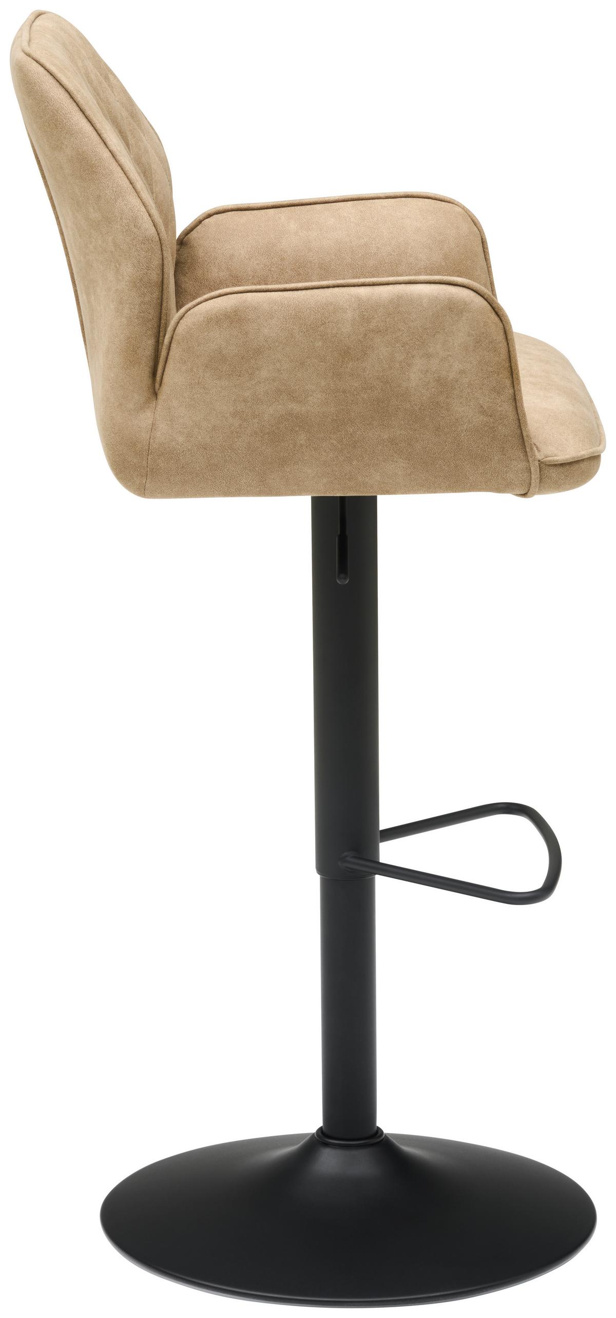 Barhocker Höhenverstellbar Mit Lehne Wanda Webstoff Beige - Beige/Schwarz, KONVENTIONELL, Textil/Metall (51/90-111/52cm) - MID.YOU
