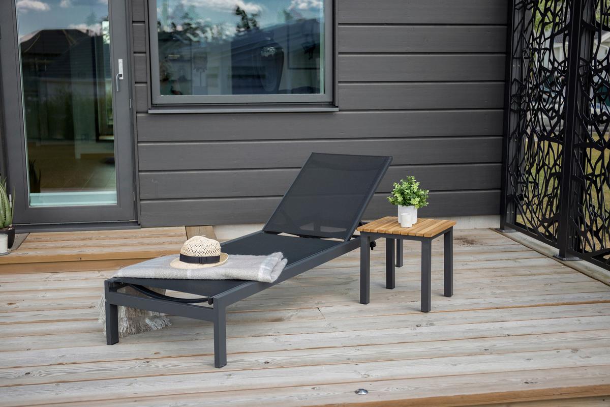 Sonnenliege Copacabana Aluminium - Schwarz, KONVENTIONELL, Metall (60/30/195cm) - Gardenson