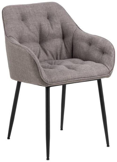 Armlehnstuhl Brooke Graubraun Gepolstert - Graubraun/Schwarz, Design, Textil/Metall (58/83/55cm) - MID.YOU