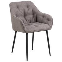 Armlehnstuhl Brooke Graubraun Gepolstert - Graubraun/Schwarz, Design, Textil/Metall (58/83/55cm) - MID.YOU
