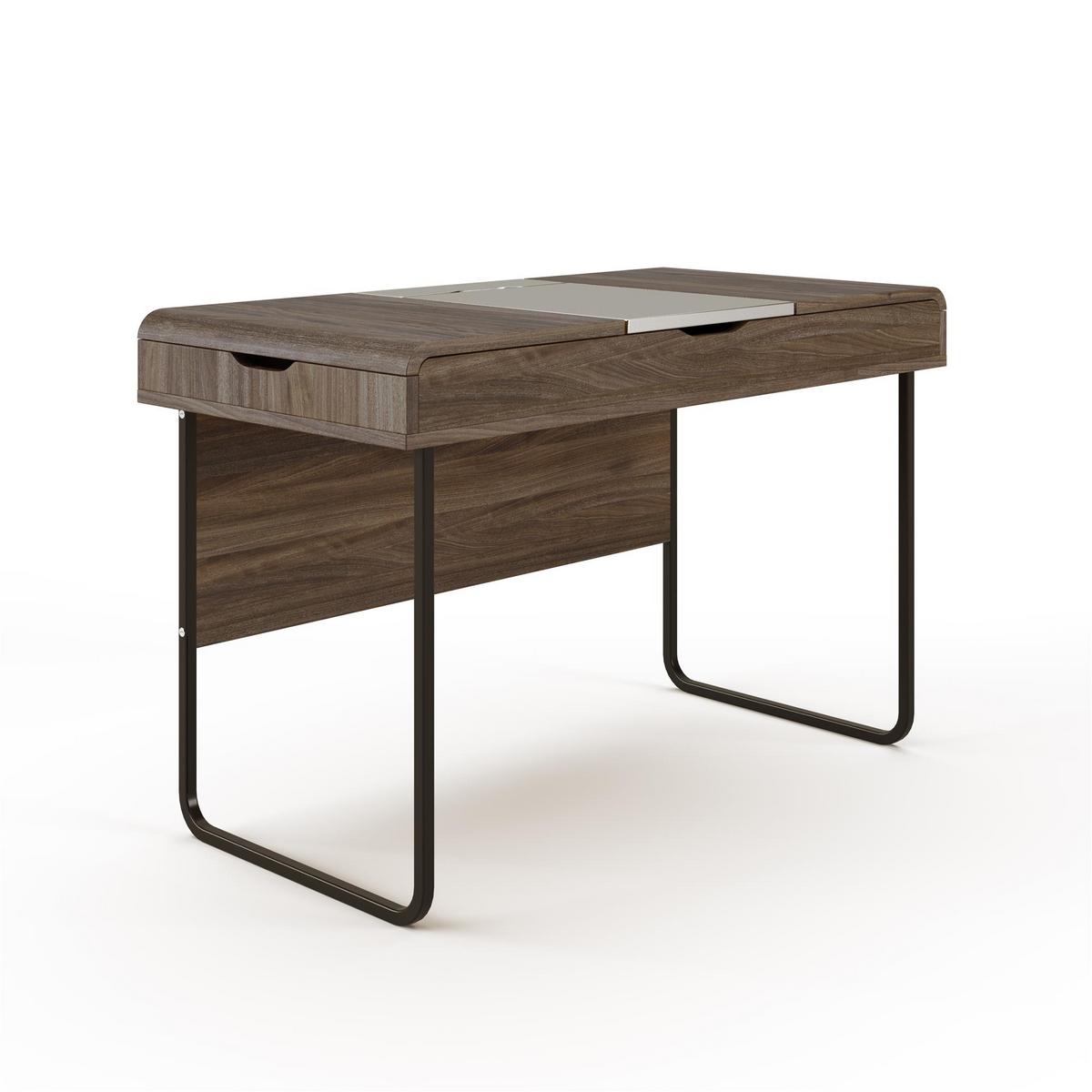 Schreibtisch Dorset Walnussfarben L: 118 cm - Walnussfarben/Schwarz, Design, Holzwerkstoff/Metall (118/76/59cm) - MID.YOU