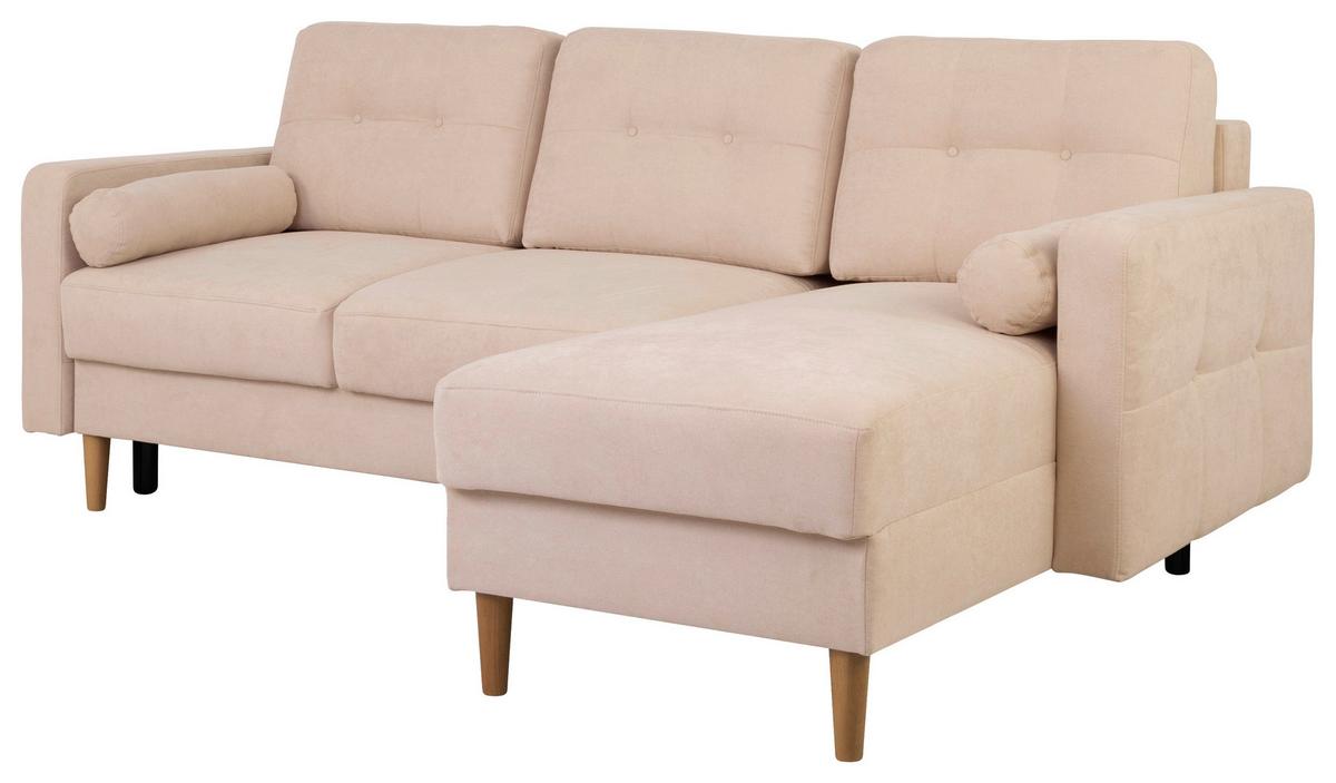 Ecksofa Noret, Creme S: 223x157 Cm - Beige/Buchefarben, Design, Textil (223/157cm) - MID.YOU