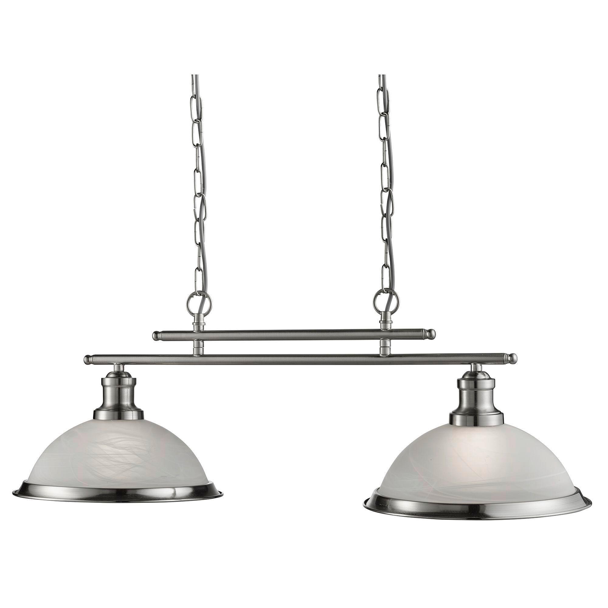 Hängeleuchte 2682-2ss Bistro - Silberfarben/Weiß, KONVENTIONELL, Glas/Metall (76/82/28cm)
