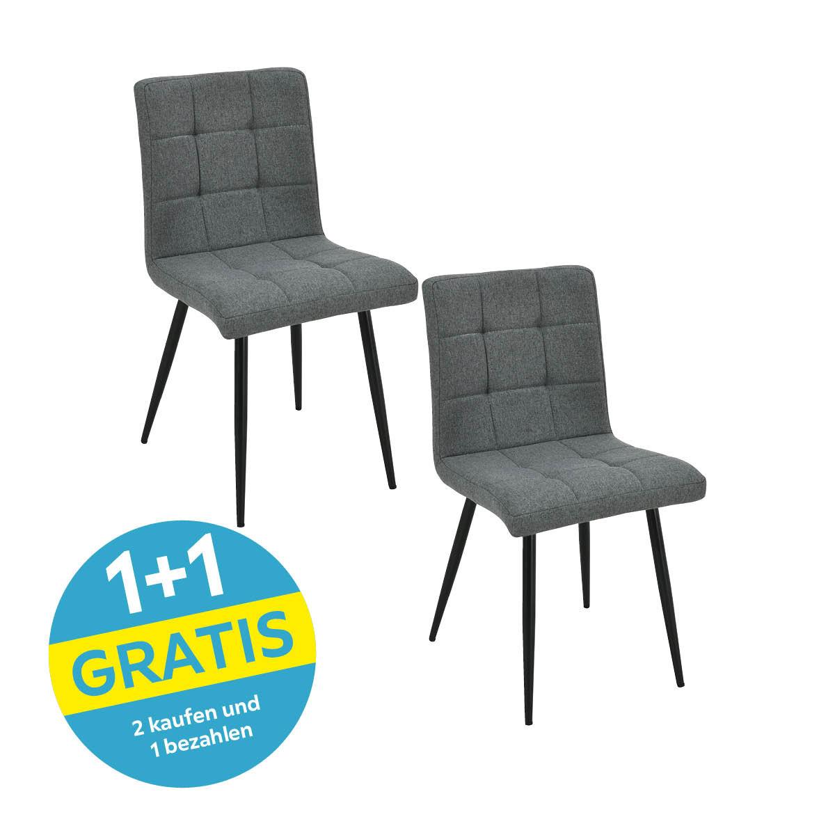 Polsterstuhl Matteo Dunkelgrau Leinenoptik - Schwarz/Grau, MODERN, Holz/Textil (43/83/55cm) - Ondega