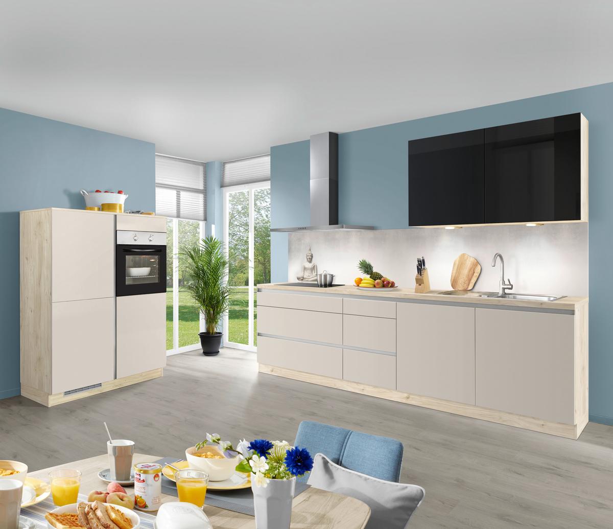 Zweizeilige Küche Ip1200 270 + 120cm Kieselgrau - Basics, Holzwerkstoff (390cm) - Impuls