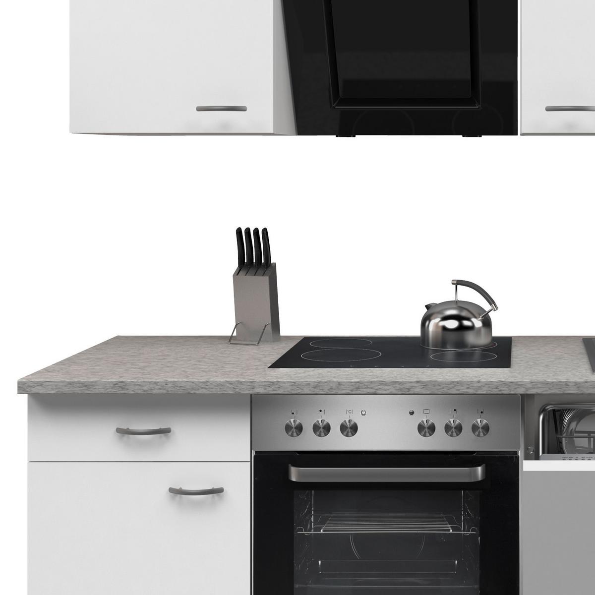 Küchenzeile Wito mit Geräten 220 cm Grau/Weiß Modern - Hellgrau/Weiß, MODERN, Holzwerkstoff (220cm) - FlexWell