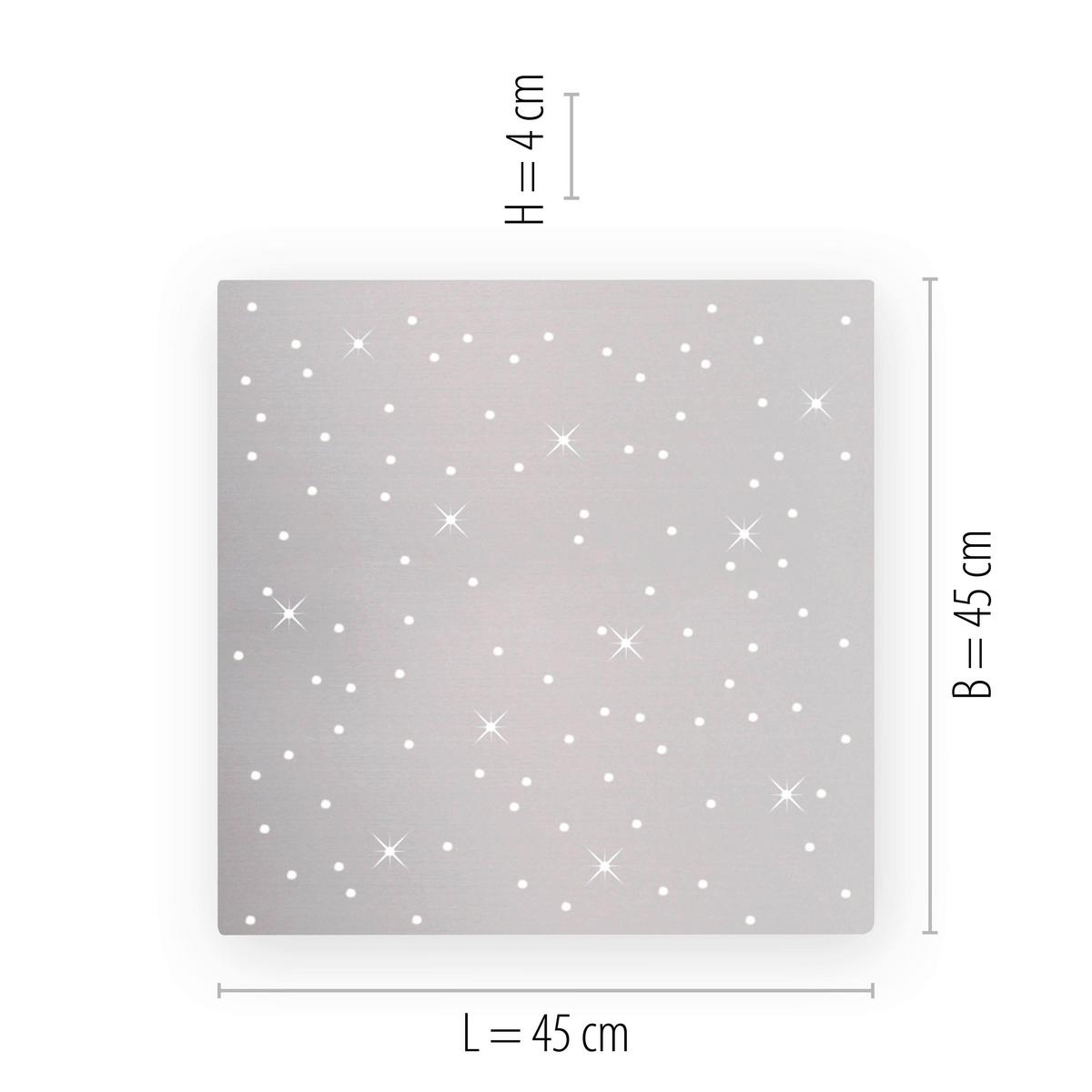 Led-deckenleuchte Sparkle L: 45 Cm Dimmbar M. Fernbedienung - Silberfarben, Design, Metall (45/45/5cm)