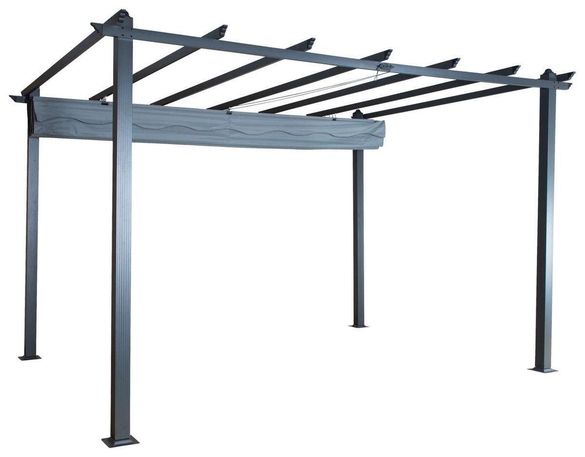 Pavillon Lazio 395x245cm Wetterfest, Gartenpavillion - Schwarz/Grau, KONVENTIONELL, Textil/Metall (395/245/295cm) - Gardenson