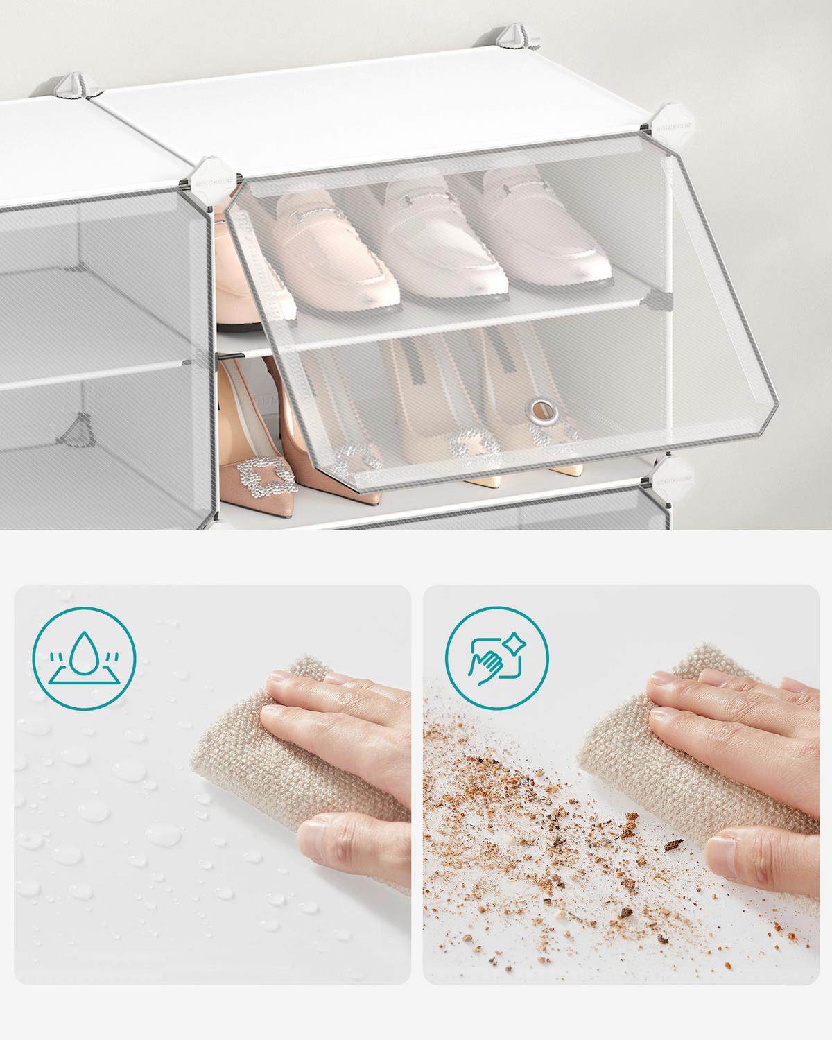 Schuhregal Weiß/Transparent B: 83 cm - Transparent/Weiß, Basics, Kunststoff/Metall (83/156/32cm)