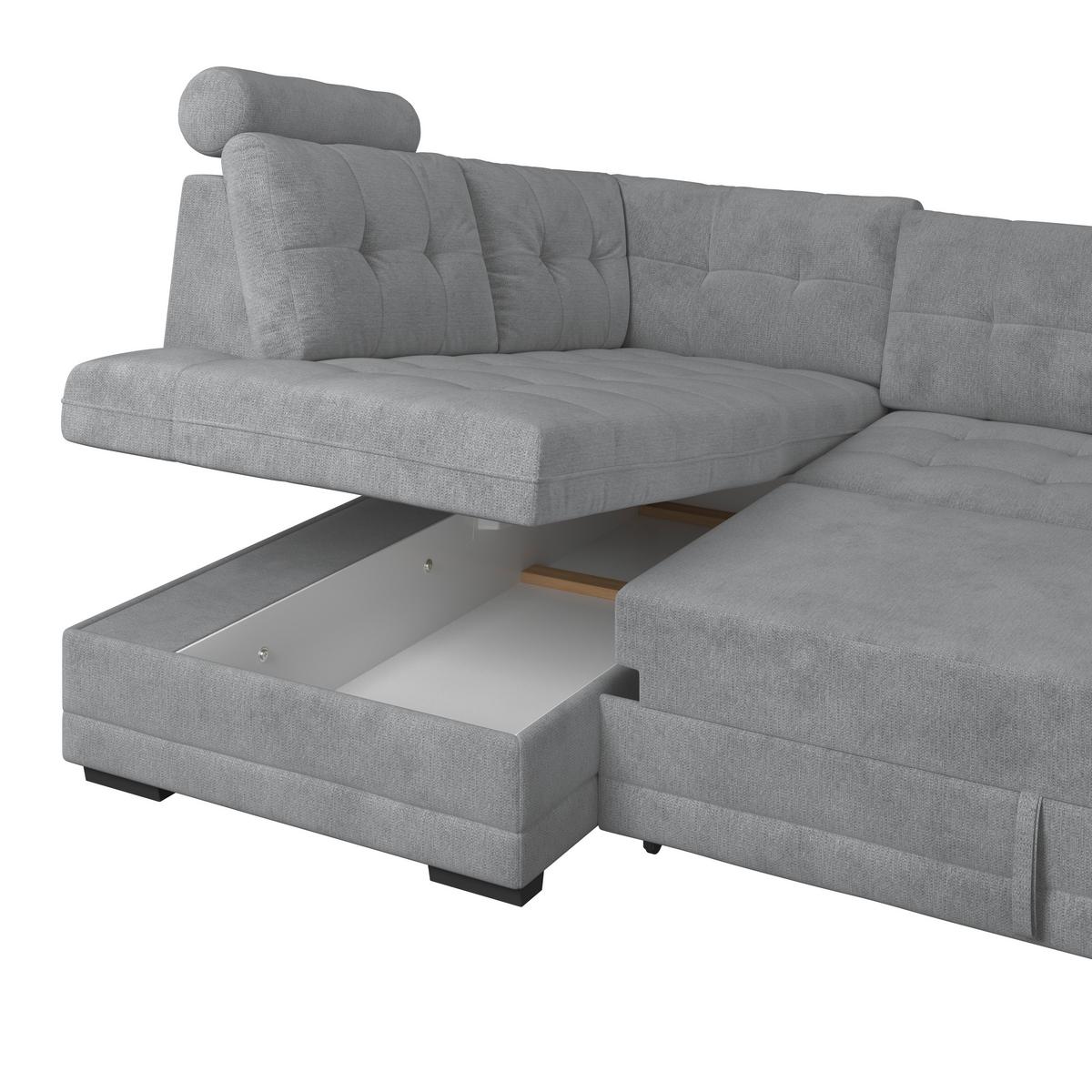 Ecksofa mit Schlaffunktion Falco new Grau 183x251 cm - Schwarz/Grau, KONVENTIONELL, Textil (183/251cm) - Ondega