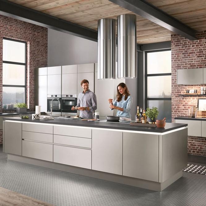 Einbauküche Indiana Frei Planbar Modern, Grifflos - Anthrazit/Weiß, MODERN, Holzwerkstoff - Vertico