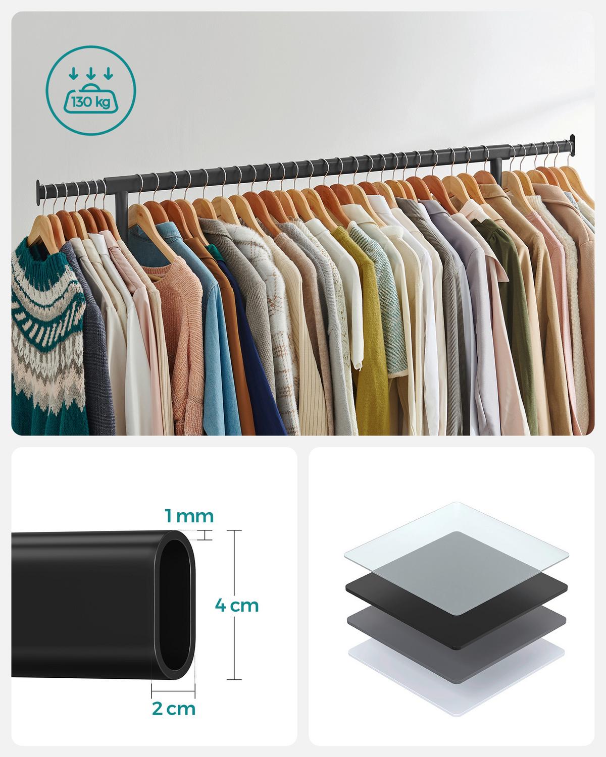 Kleiderwagen Schwarz B: 110 cm - Schwarz, Basics, Kunststoff/Metall (110/162,9/45cm)