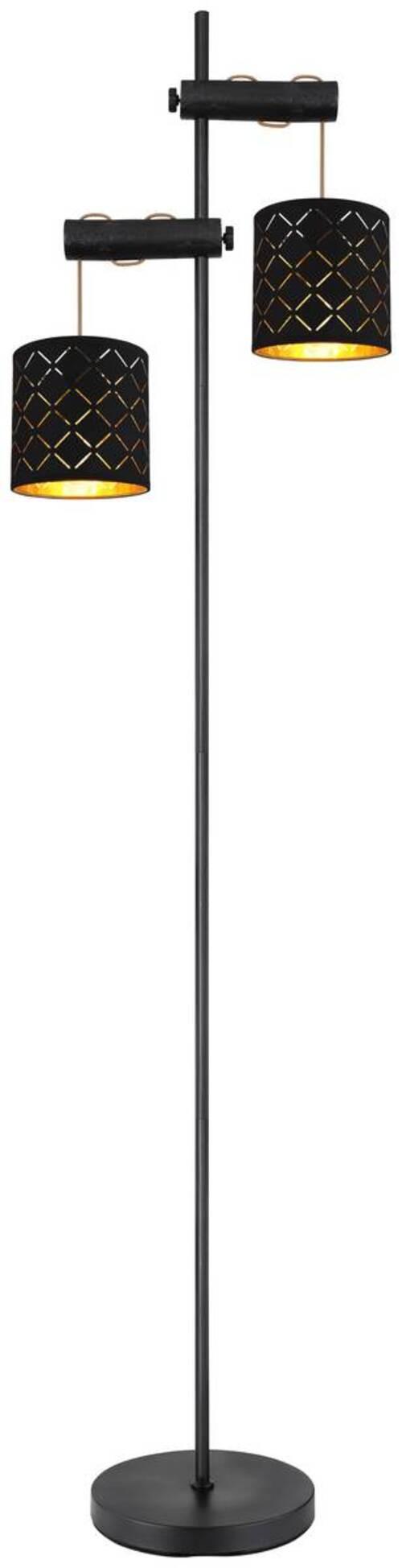 Stehlampe Schwarz Mit Wippschalter - Goldfarben/Schwarz, Basics, Holz/Textil (41/23/150cm) - Globo