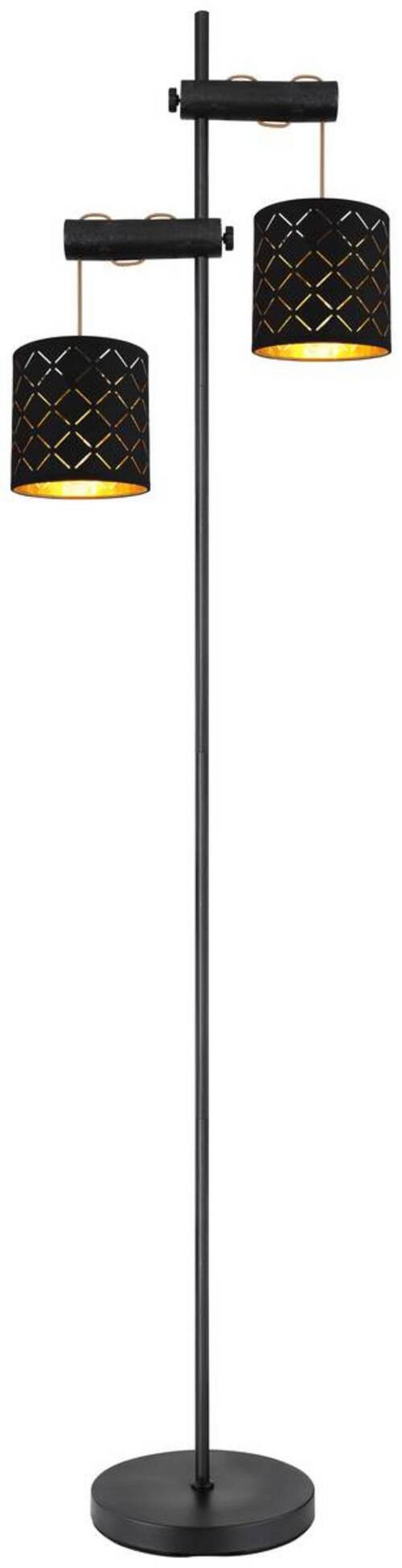 Stehlampe Schwarz Mit Wippschalter - Goldfarben/Schwarz, Basics, Holz/Textil (41/23/150cm) - Globo