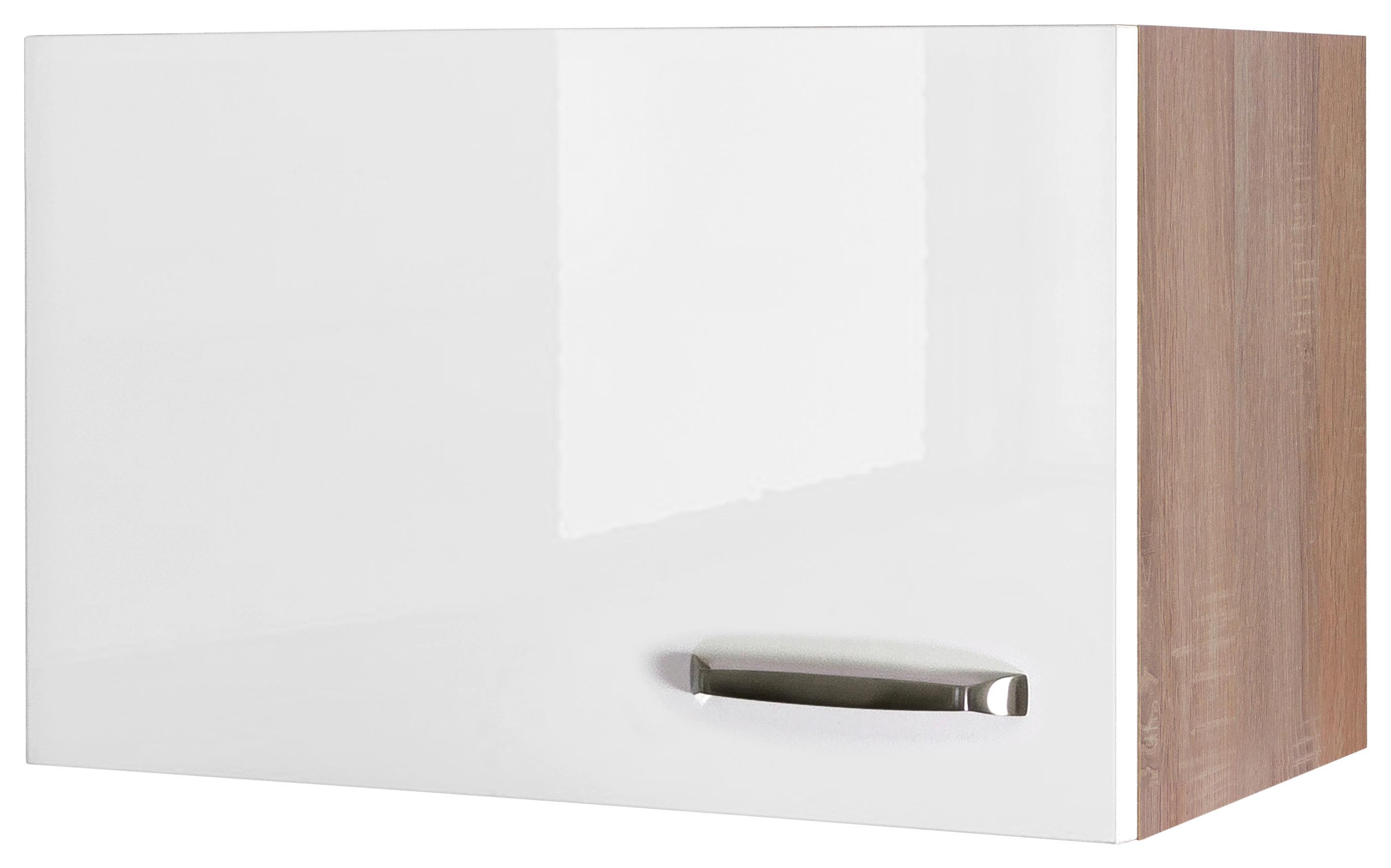 Kuchynská skrinka VENEZIA - VALERO biela 60cm - biela s vysokým leskom/farba ušľachtilej ocele, Modern, kov/kompozitné drevo (60/32/32cm) - FlexWell
