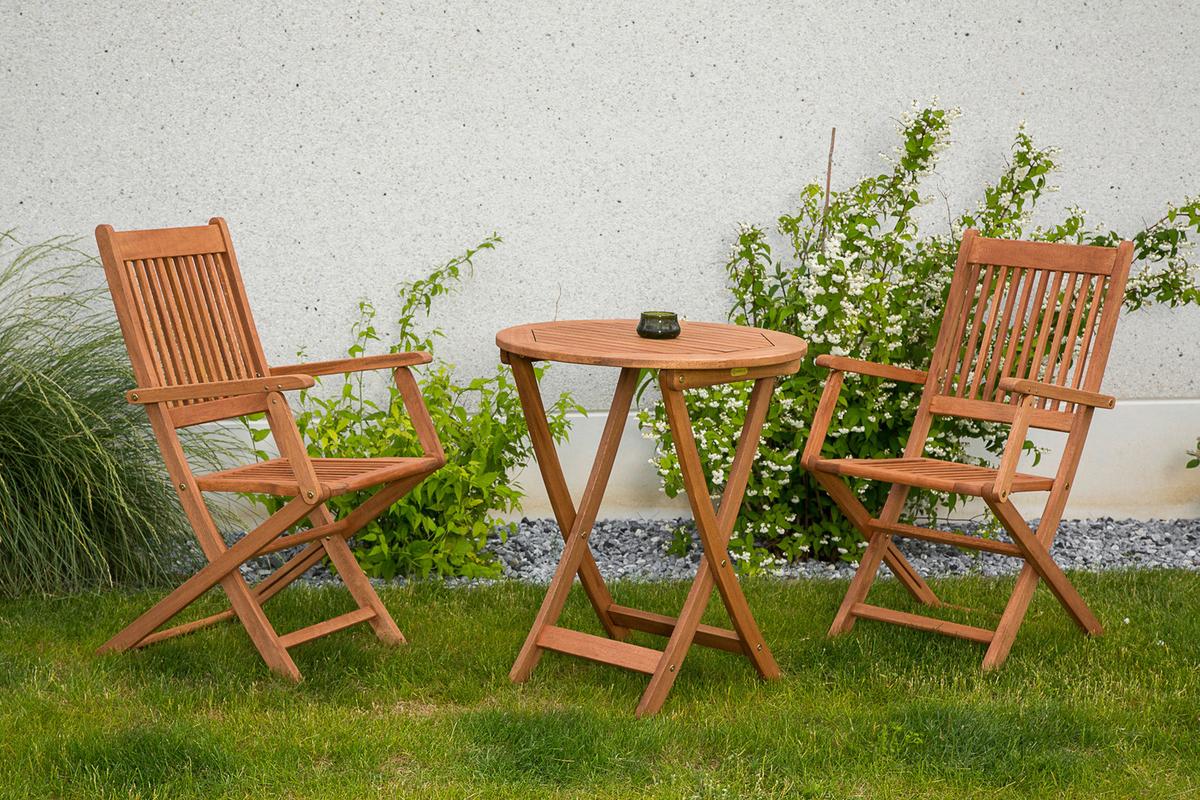 Gartentisch Klappbar Echtholz Ø 65 cm - Naturfarben, KONVENTIONELL, Holz (65/75/65cm) - Gardenson