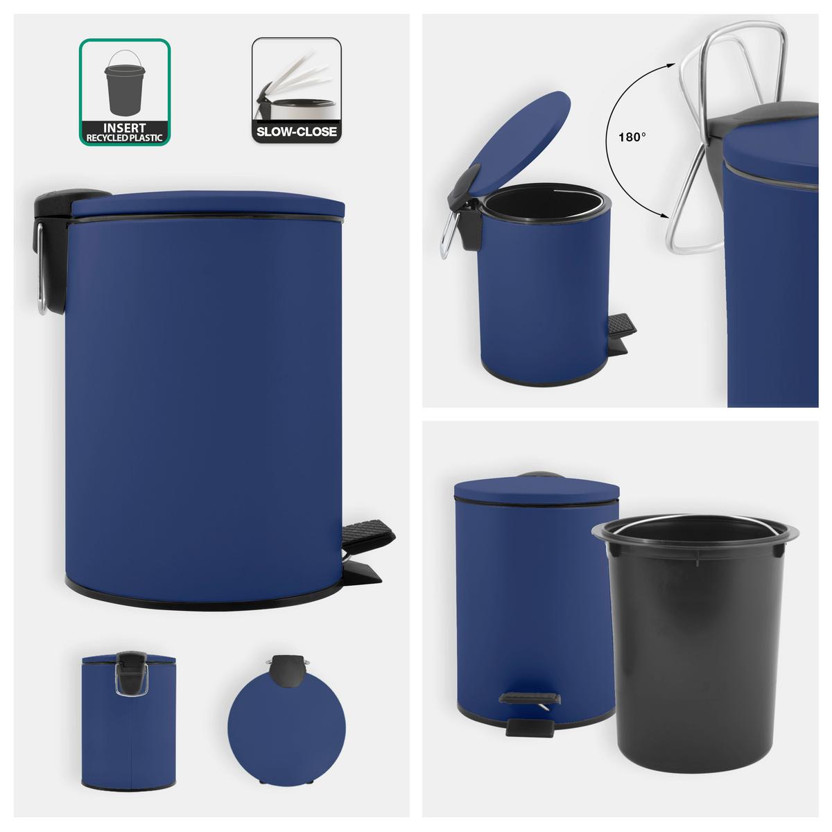 TRETEIMER ADELAR - Blau/Schwarz, Basics, Kunststoff/Metall (16.80/16.80/22,8cm) - Spirella