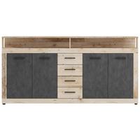 Sideboard Lupo Eiche Dekor Anthrazit B: 190 cm - Eichefarben/Anthrazit, Design, Holzwerkstoff (190/96/32cm) - MID.YOU