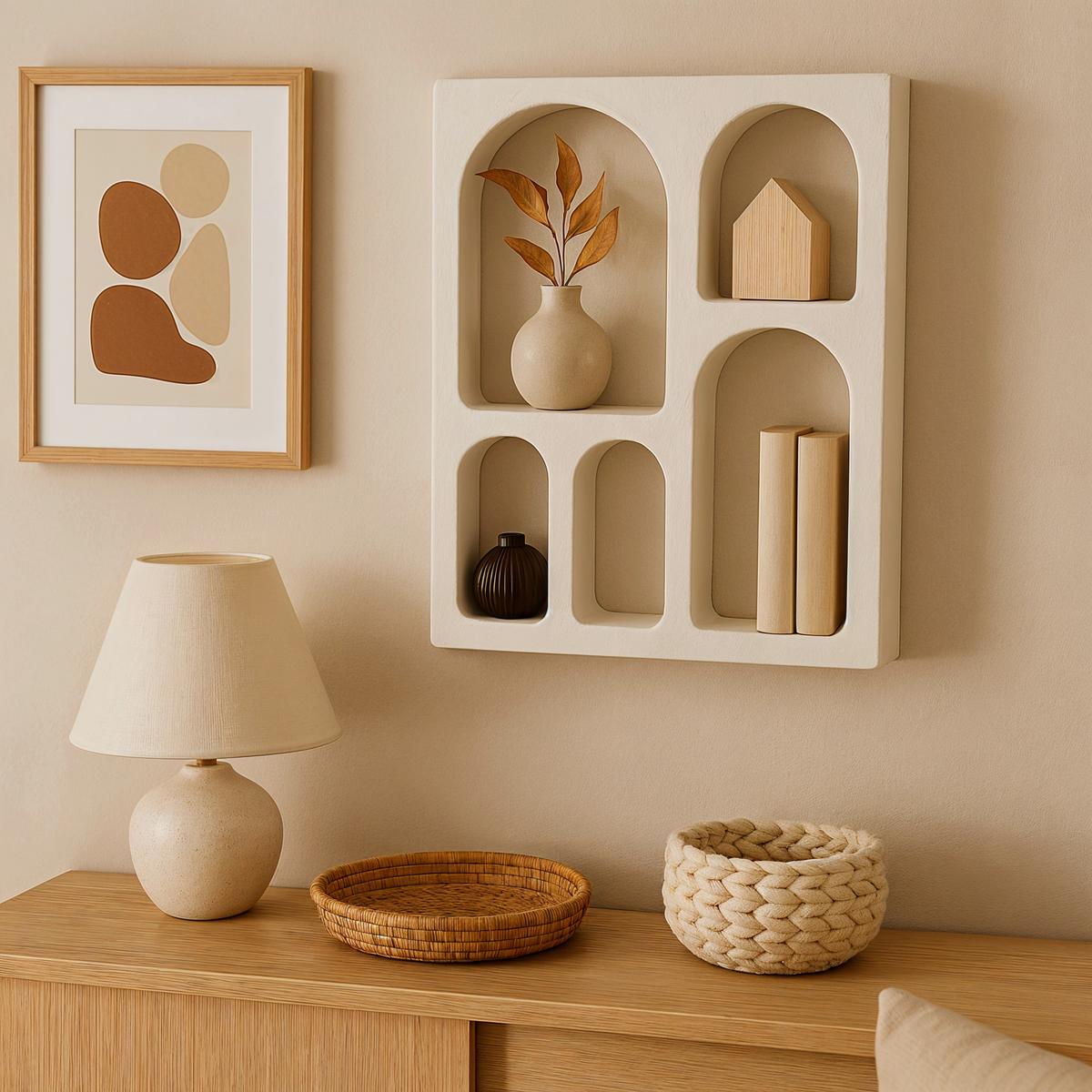 WANDREGAL Weiß B: 60cm - Weiß, Design, Holzwerkstoff/Stein (60/80/14cm) - MID.YOU