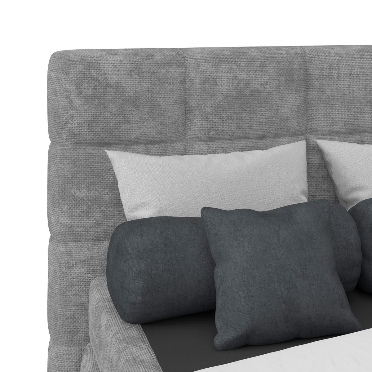 Čalúnená posteľ VEGA 140x200 cm, sivá - čierna/sivá, Trend, drevo/textil (140/200cm)