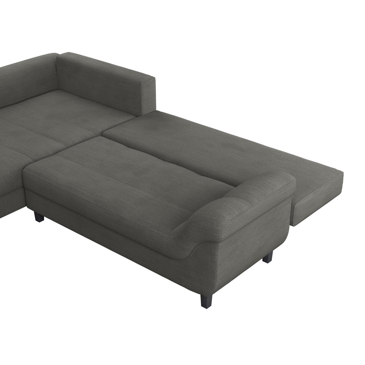 Ecksofa mit Schlaffunktion Mendoza New Chenille 197x309cm - Anthrazit/Schwarz, KONVENTIONELL, Textil (197/309cm) - Ondega