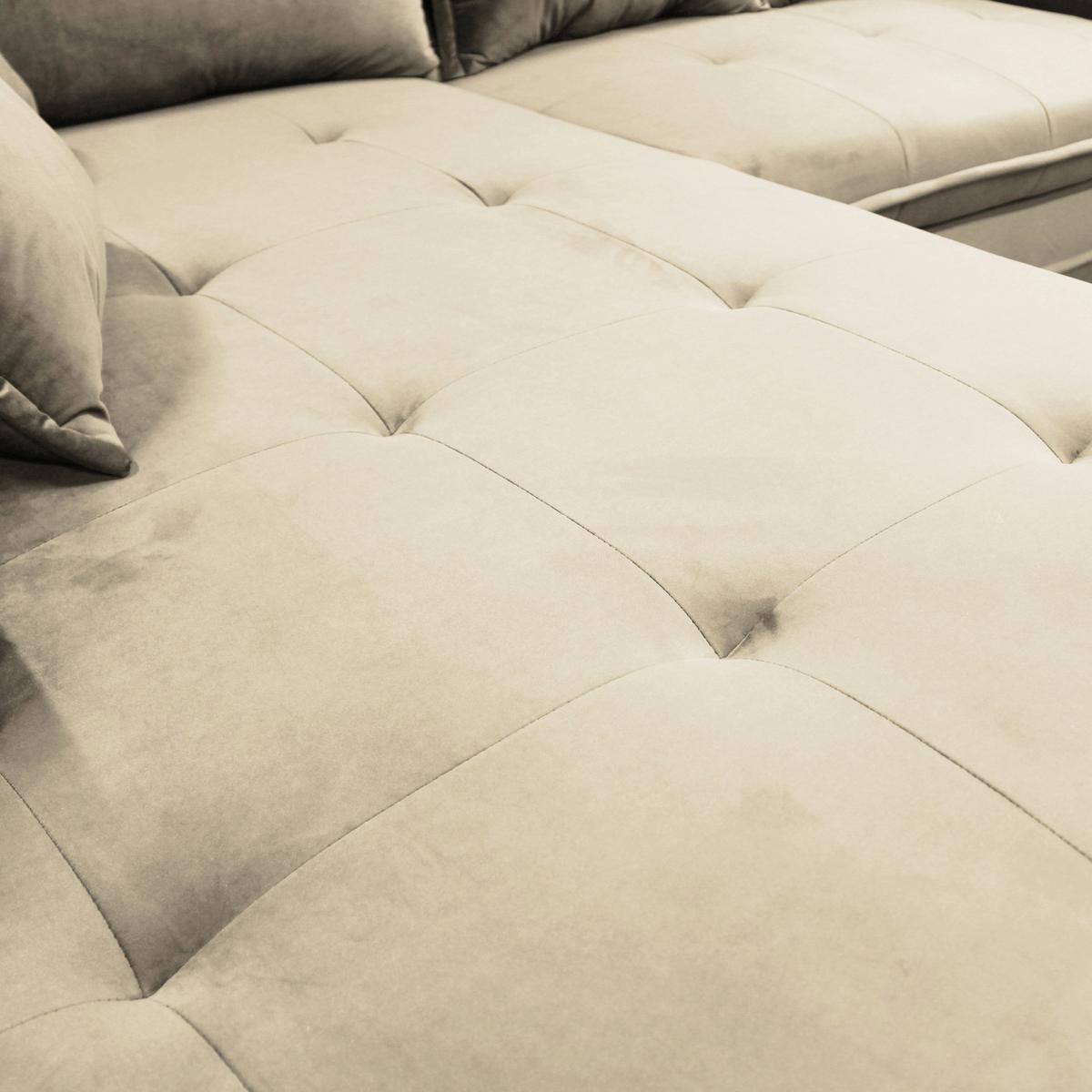 Ecksofa mit Schlaffunktion Bello Beige 187x277 cm - Beige/Schwarz, Design, Textil (187/277cm) - Livetastic