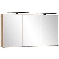 Spiegelschrank Chester mit LED Beleuchtung 3 Türen +Steckdose - Eiche Wotan, MODERN, Glas/Holzwerkstoff (120/64/20cm) - Held