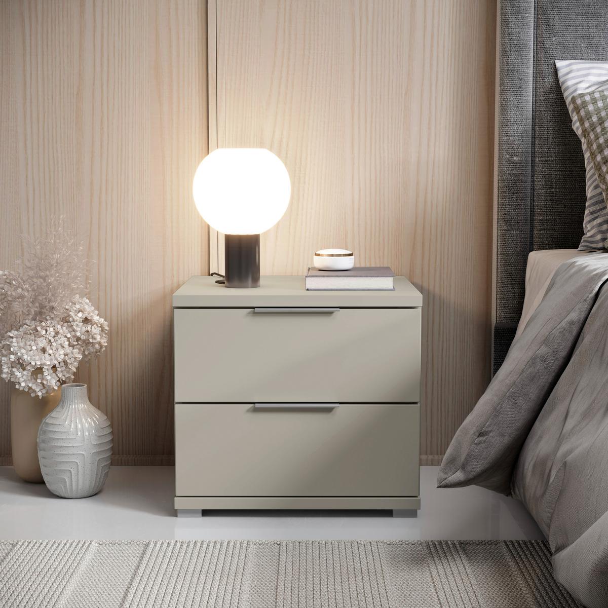 Nachtkästchen Smila 2l K Kaschmir Dekor, B: 46 cm - Kaschmir/Alufarben, KONVENTIONELL, Holzwerkstoff (46/43/42cm)