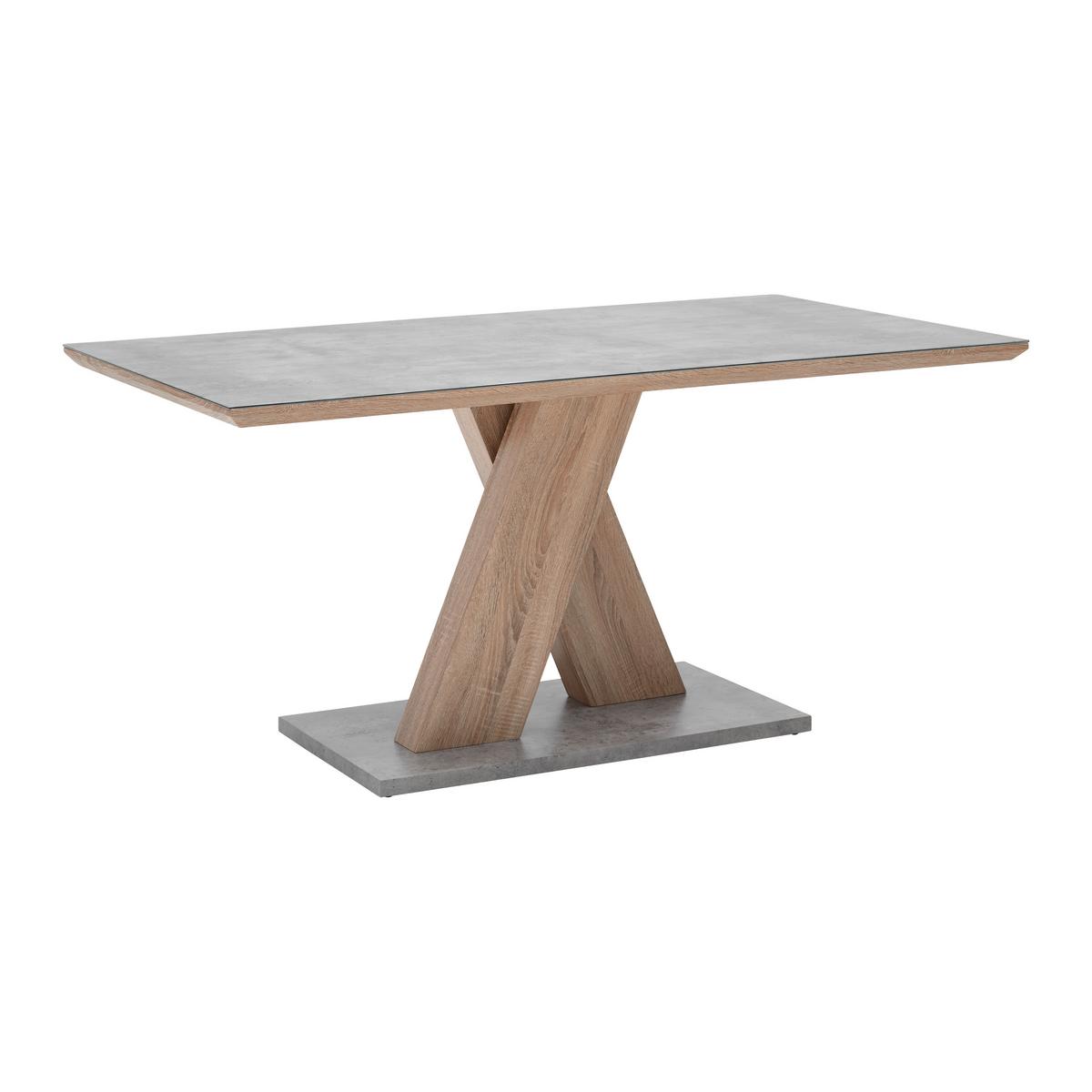Jídelní stůl se sklem SANNA 160x90 cm - barvy dubu/tmavě šedá, Moderní, dřevo/kompozitní dřevo (160/90/76cm) - Bessagi Home