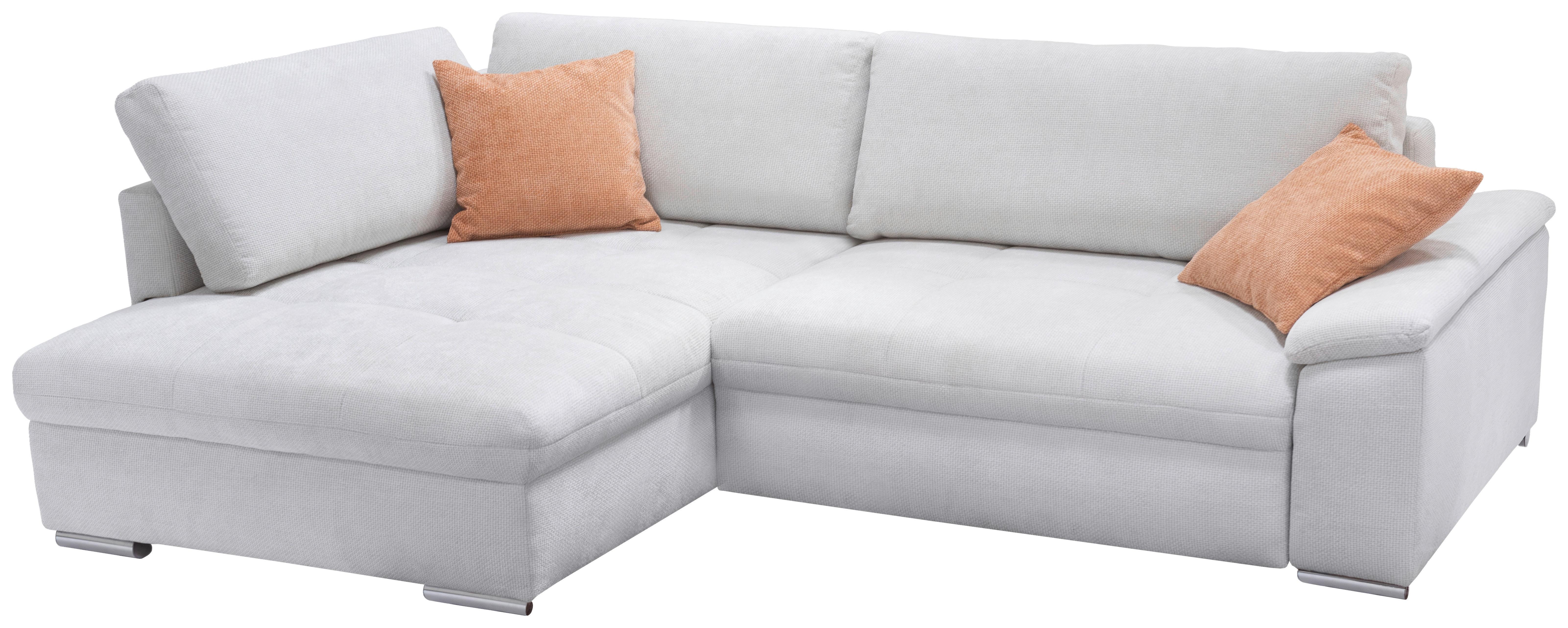 Ecksofa Casa Grande, Weiß Schenkel: 178x268 cm - Silberfarben/Orange, Design, Textil (178/268cm) - Livetastic