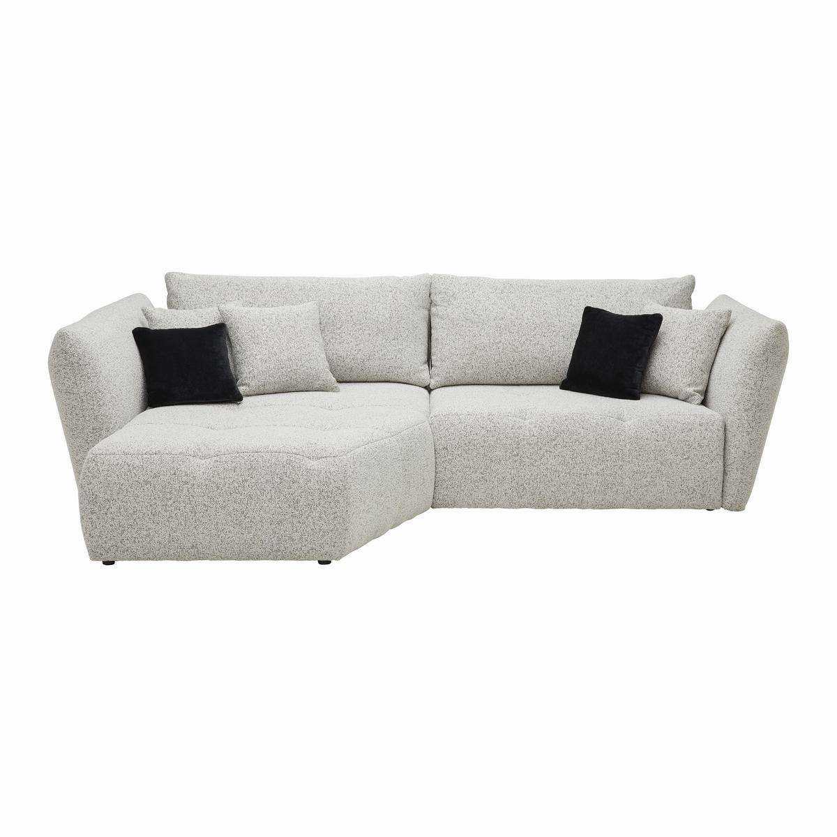 Sedací souprava BONNY, levá, béžová / černá, 5x polštář - černá/béžová, Moderní, textil (193/85-105/300cm) - Premium Living