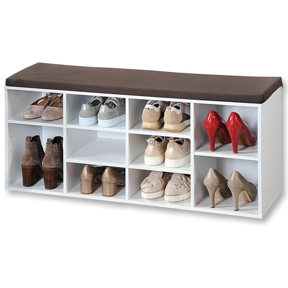Garderobenbank B: 103,5 cm Gepolstert 10 Fächer Weiß - Weiß, MODERN, Holzwerkstoff (103,5/48/29,5cm) - Kesper