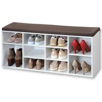 Garderobenbank B: 103,5 Cm Gepolstert 10 Fächer Weiß - Weiß, MODERN, Holzwerkstoff (103,5/48/29,5cm) - Kesper
