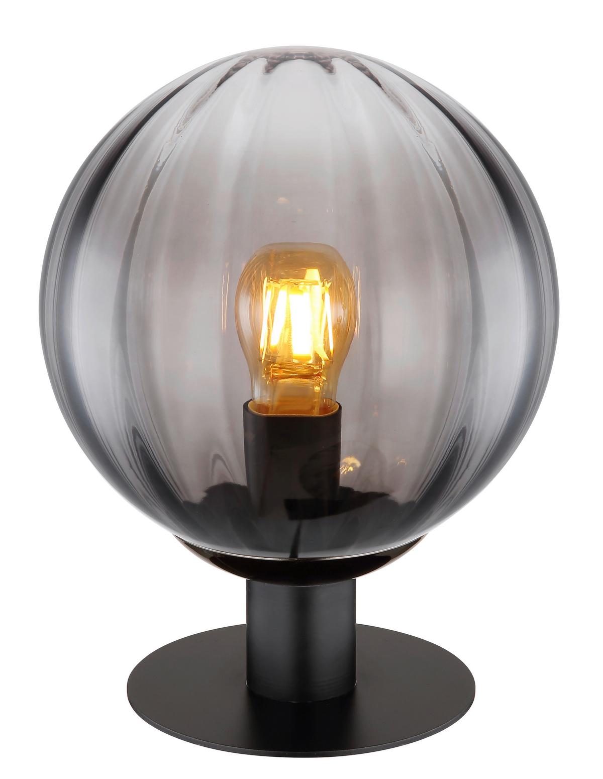 Tischleuchte 15216t - Klar/Schwarz, Design, Glas/Kunststoff (23/29,5cm) - Globo