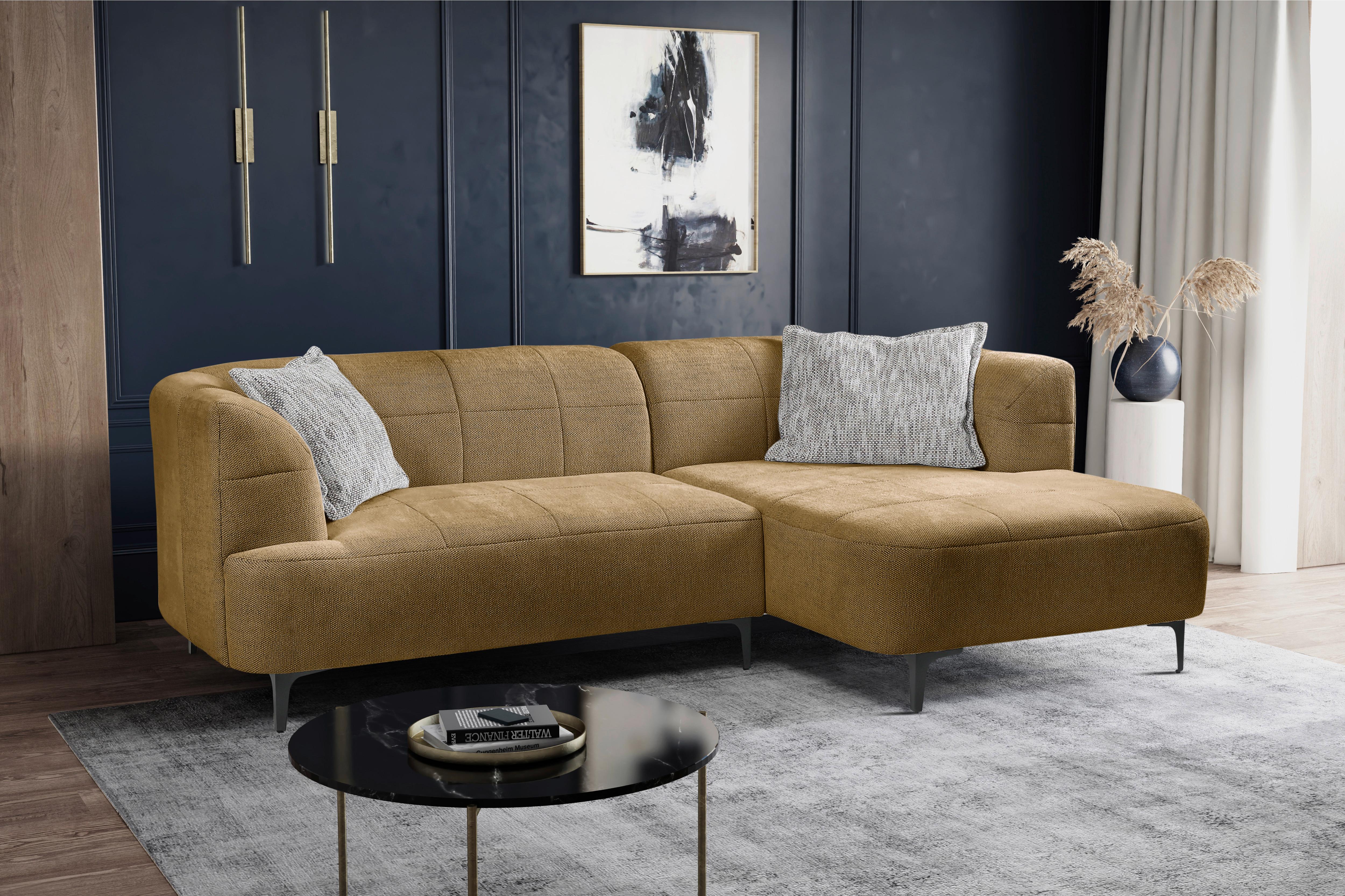 Ecksofa Lou Goldfarben/Schwarz, 247 cm - Goldfarben/Schwarz, Design, Textil (247/158cm) - MID.YOU