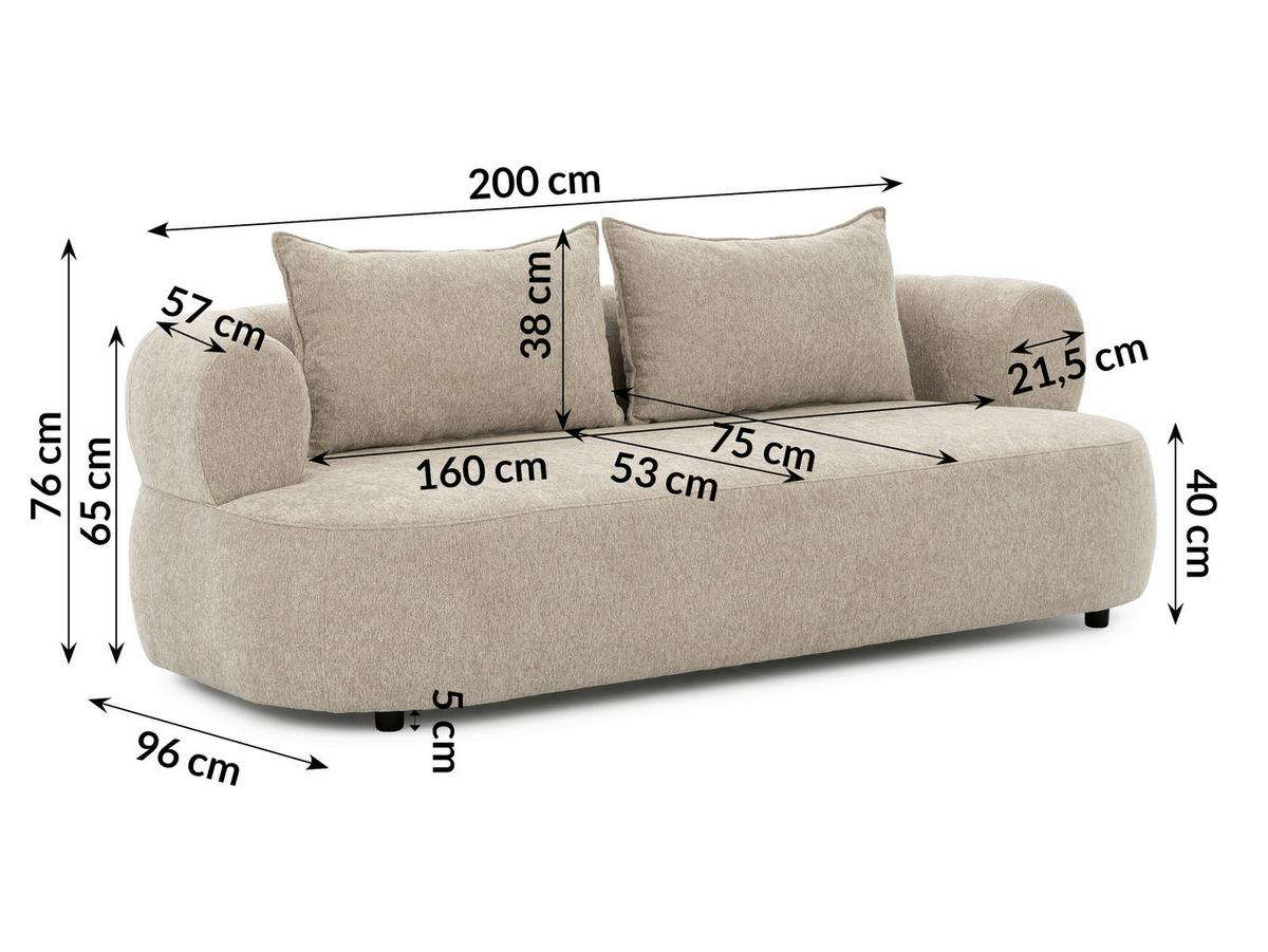 3-Sitzer-Sofa Ferro Beige B: 200 cm - Beige/Schwarz, Design, Textil (200/76/96cm) - Livetastic