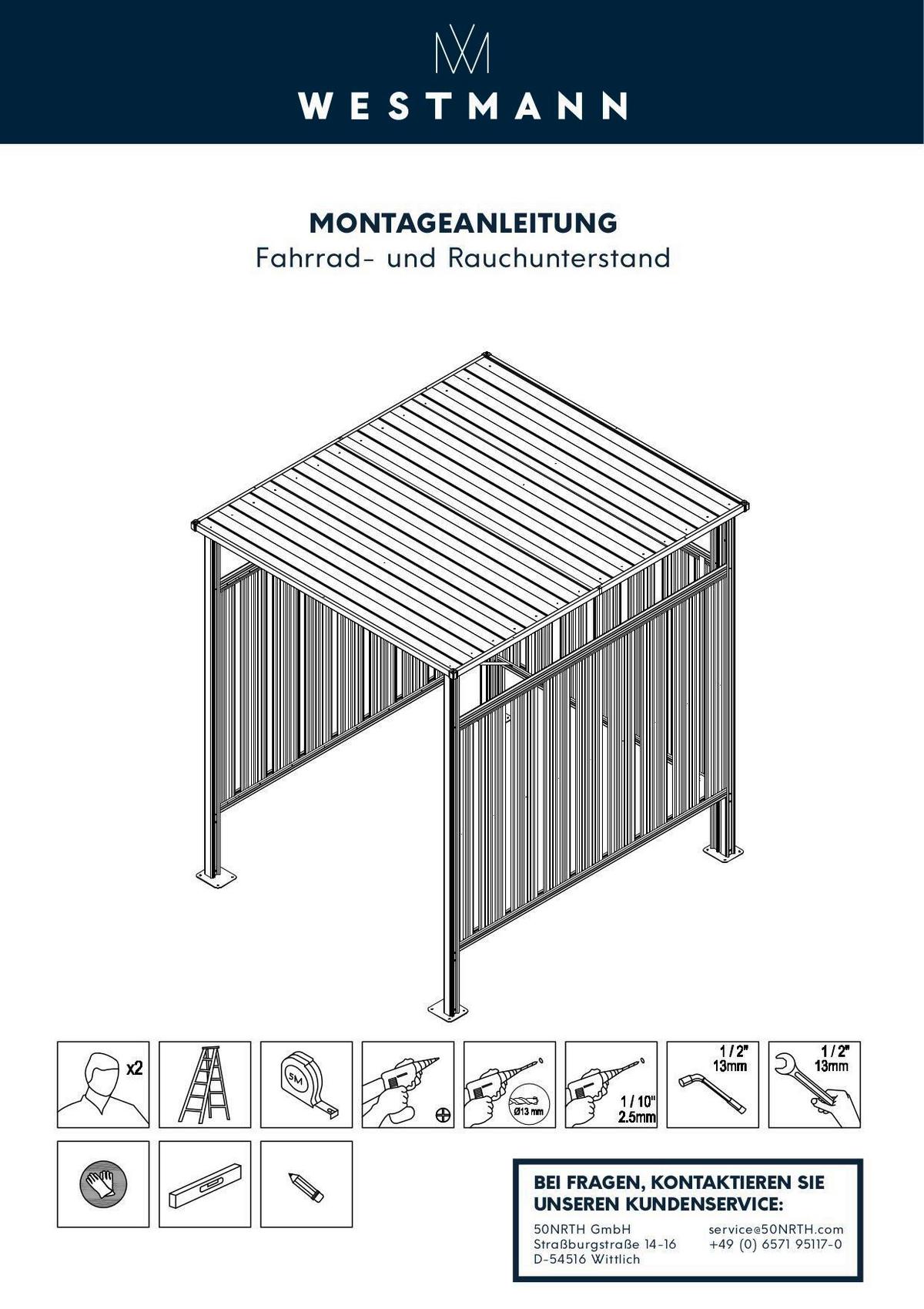 Fahrradgarage Fahrrad- Und Rauchunterstand - Anthrazit, Basics, Metall (180/210/200cm)