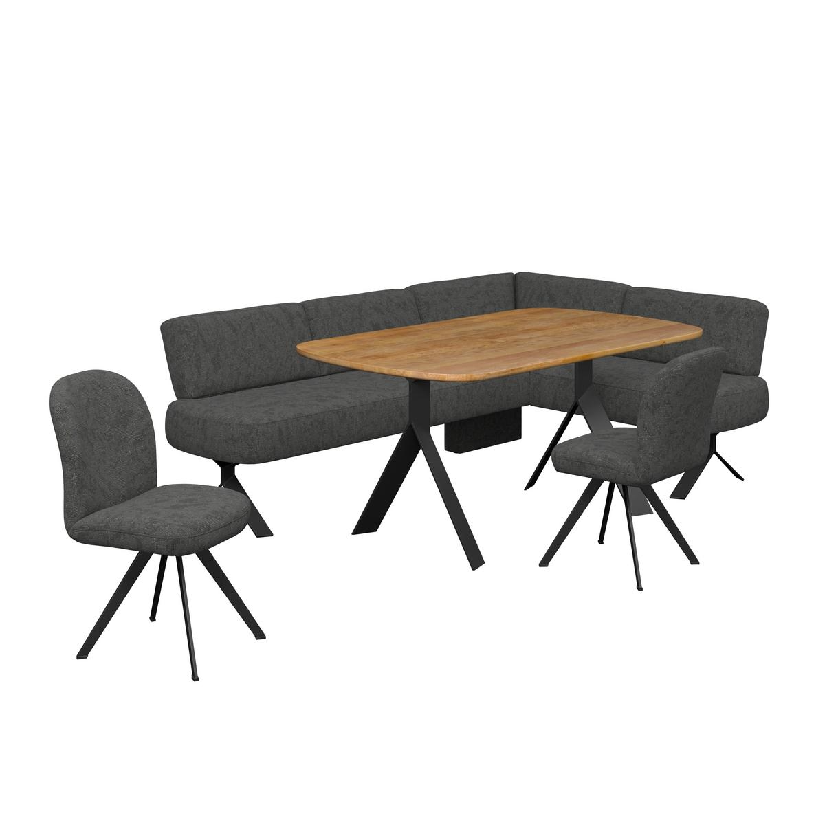 Eckbank schwarz/Metallbeine Ulmo, S:248x176cm - Schwarz, MODERN, Textil/Metall (248/176cm)