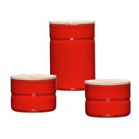 VORRATSDOSENSET 0202-213 KIMA TOMATO - Eschefarben/Rot, Basics, Holz/Metall - Riess