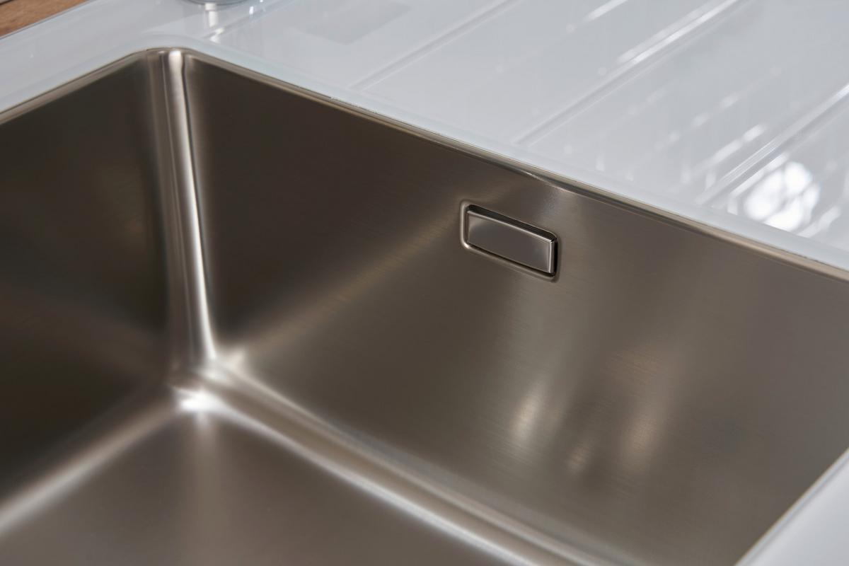 Spüle Respekta Edelstahl Bxt: 86x50 cm - Weiß, Trend, Glas/Metall (86/21/50cm) - Respekta