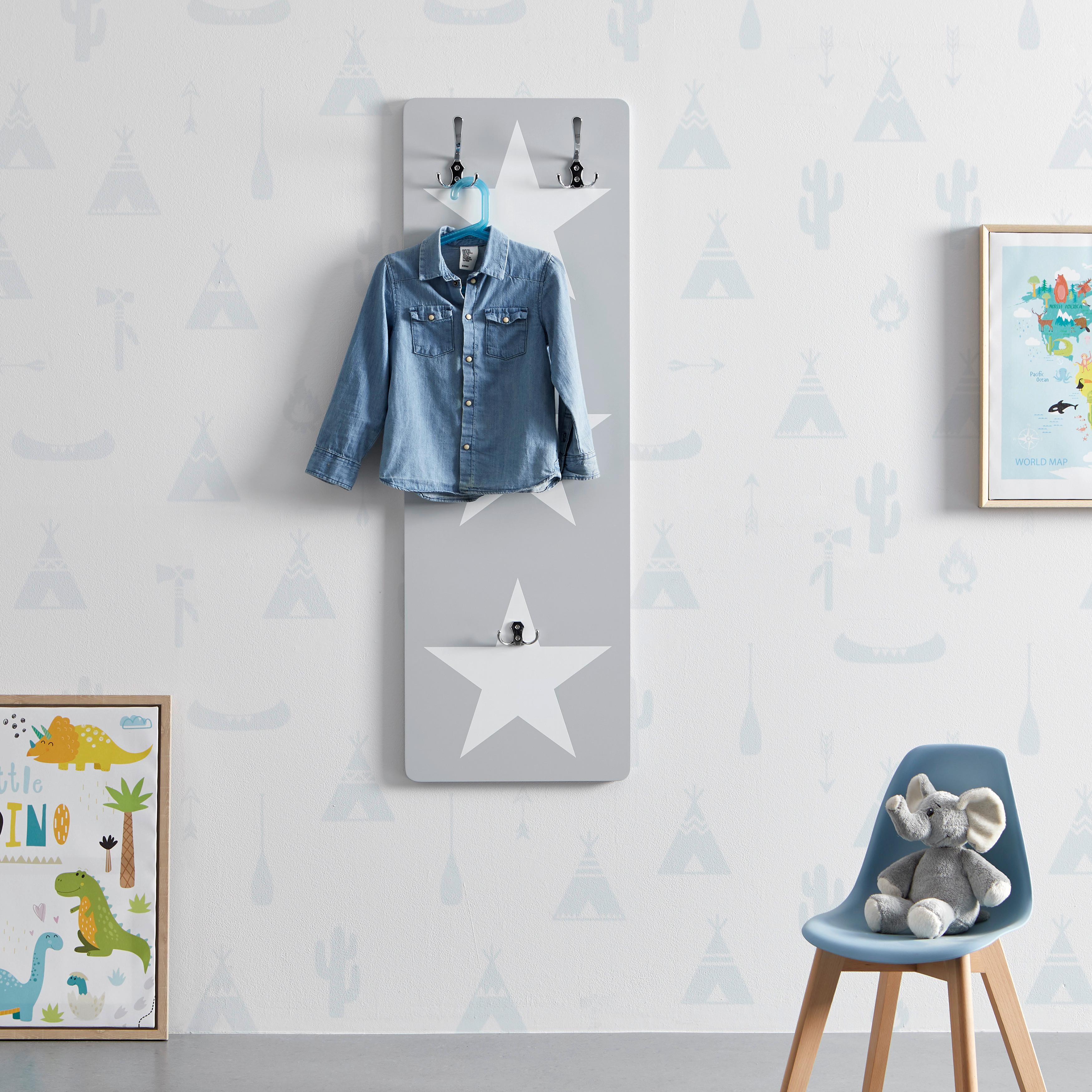 Šatní panel ARIANNA - šedá/bílá, Moderní, kov/kompozitní dřevo (40/120/1,5cm) - Bessagi Kids