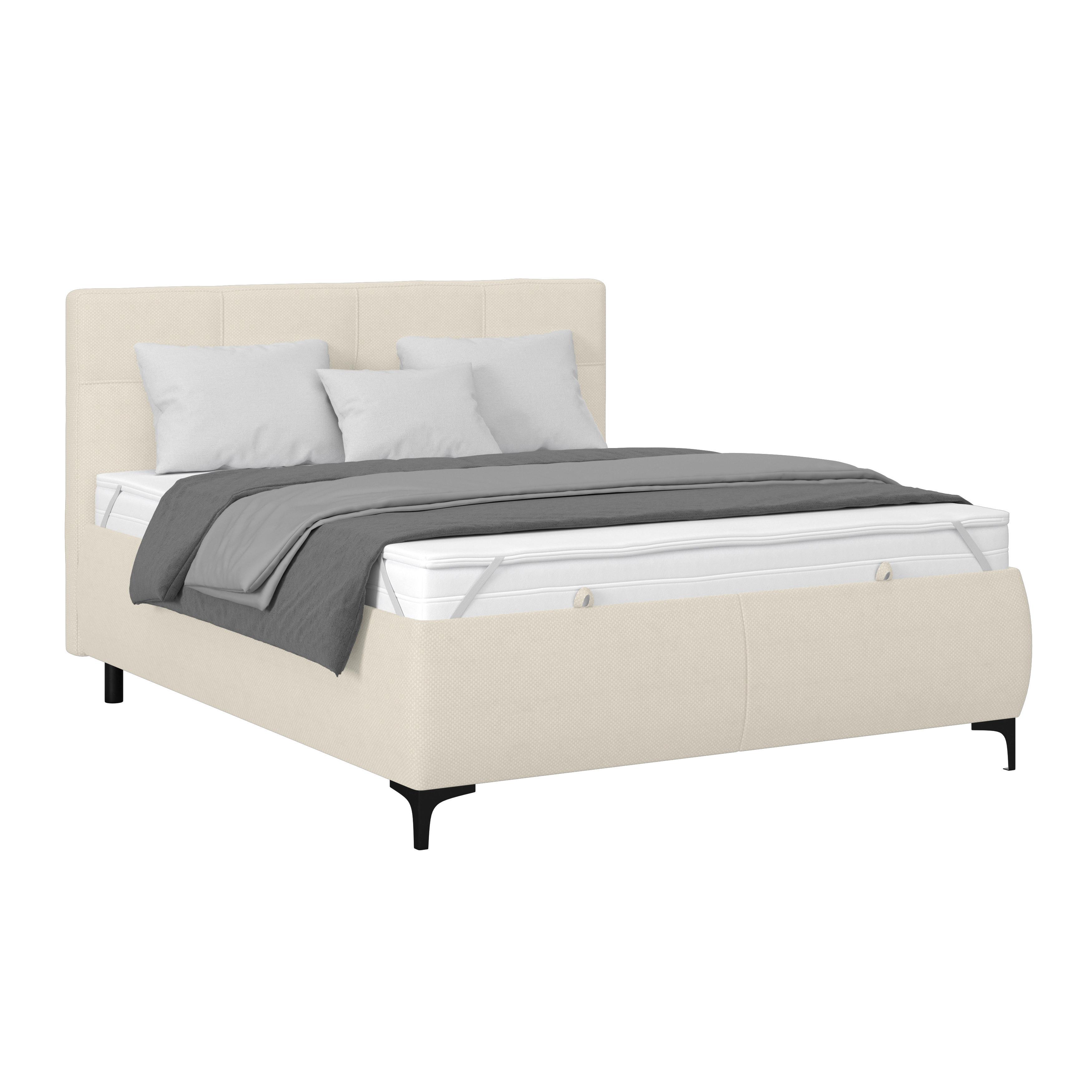Polsterbett Zeni 140 - Beige/Schwarz, KONVENTIONELL, Holz/Textil (140/200cm)