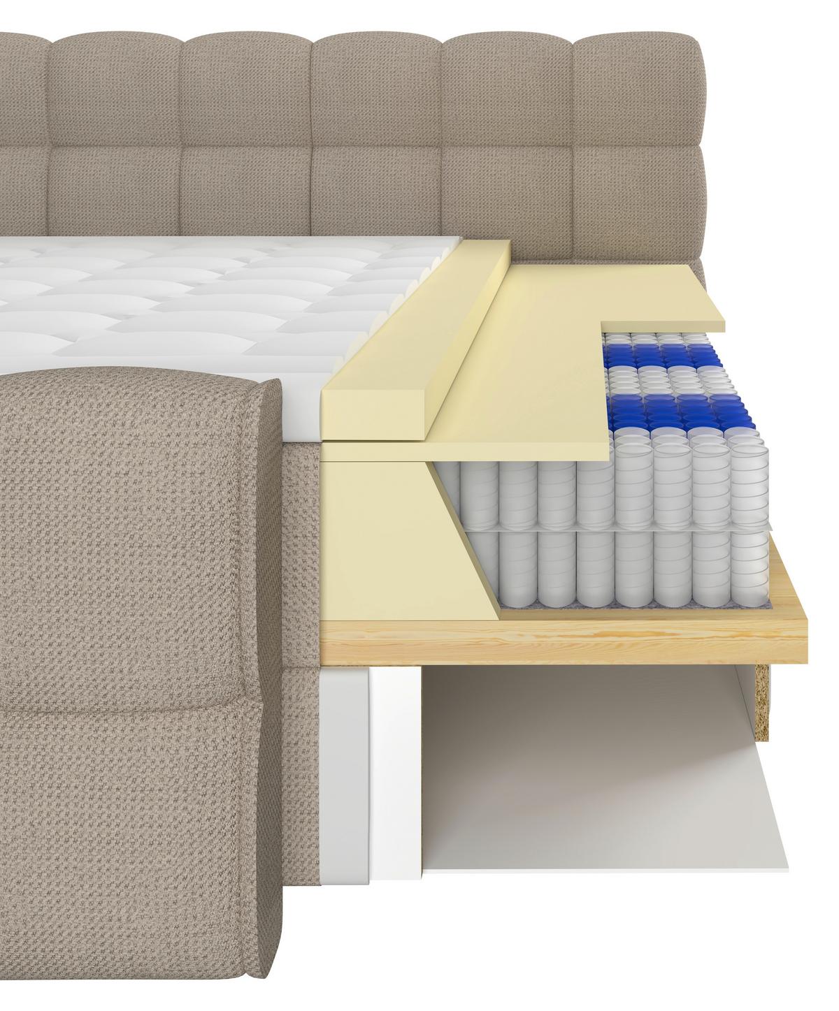 BOXSPRINGBETT inkl. Bettkasten 120x200 - Beige/Schwarz, Trend, Holz/Holzwerkstoff (120/200cm) - Sembella