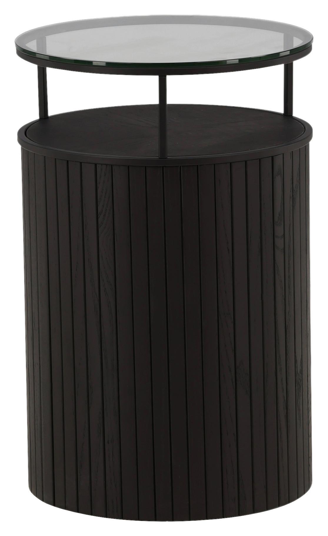 Beistelltisch Bovall - Schwarz, Design, Glas/Holz (37/37/58cm) - Livetastic