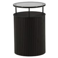 Beistelltisch Bovall - Schwarz, Design, Glas/Holz (37/37/58cm) - Livetastic
