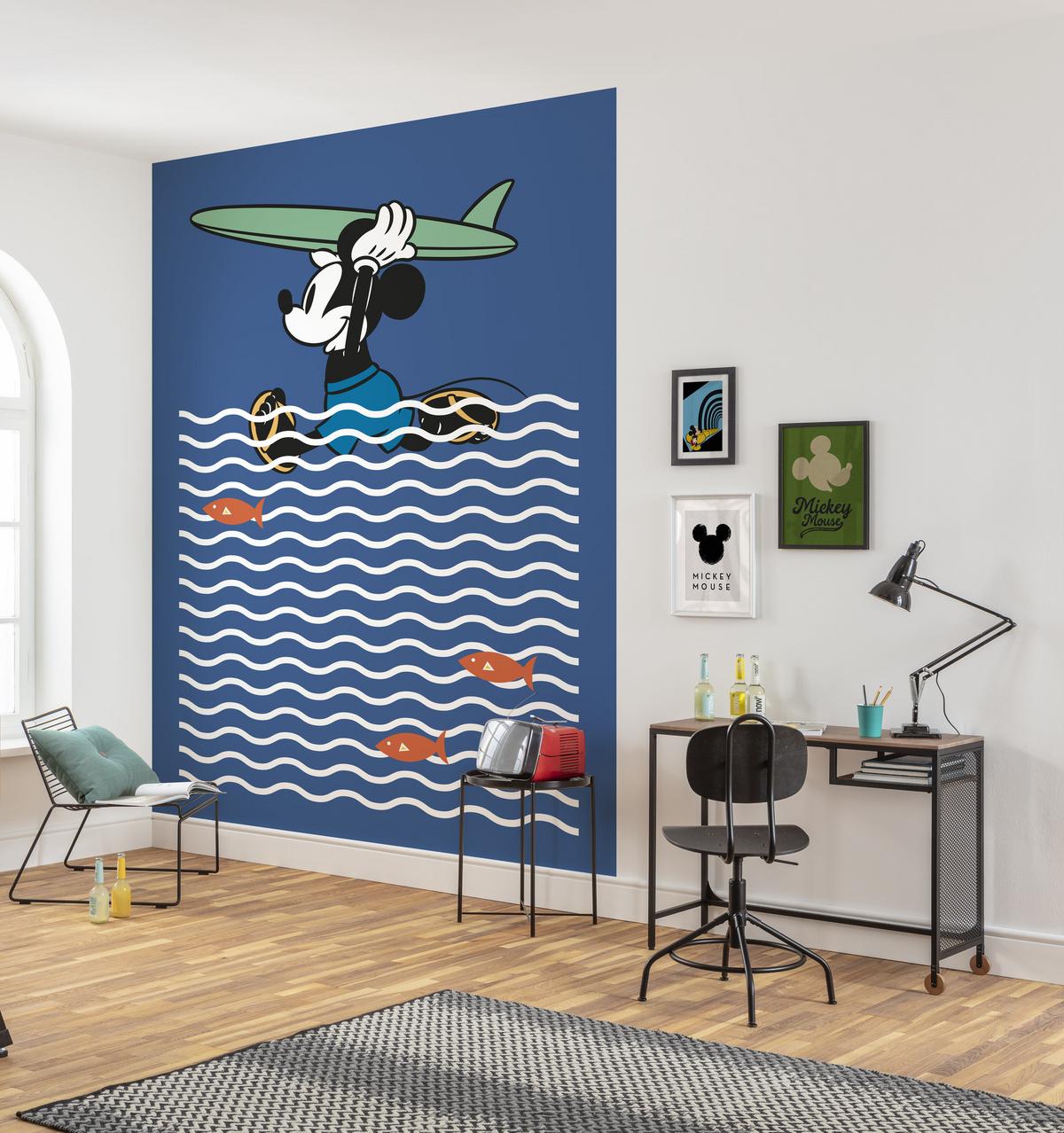 Fototapete Mickey Gone Surfin' - Blau, Trend, Textil (200/280cm)