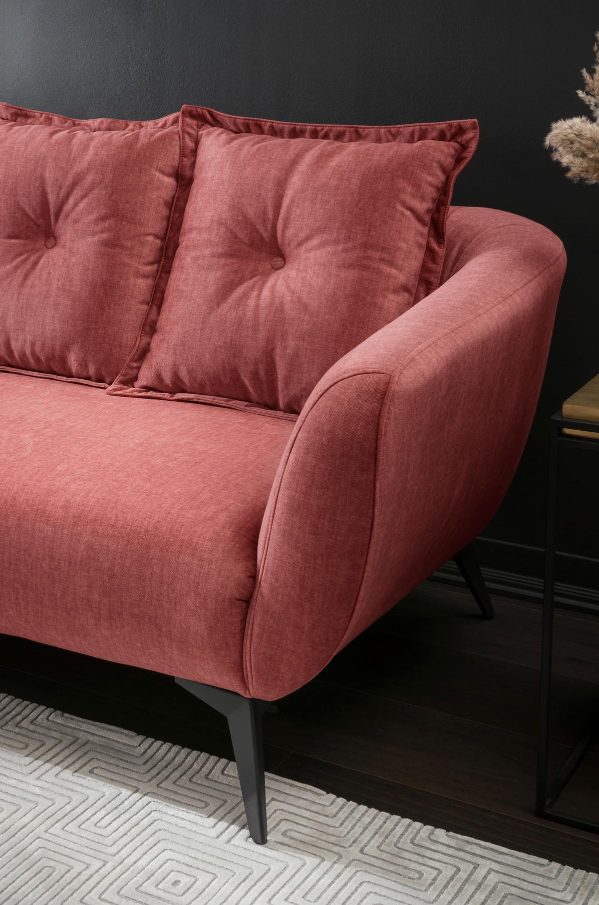 3-sitzer-sofa Baggio Mit Kissen Koralle - Koralle/Schwarz, MODERN, Holz/Textil (236/94/103cm) - Livetastic